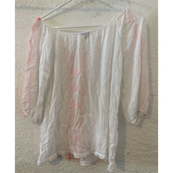 Lorimer NYC Neon Embroidered Boho Blouse (S) - Picture 4 of 4